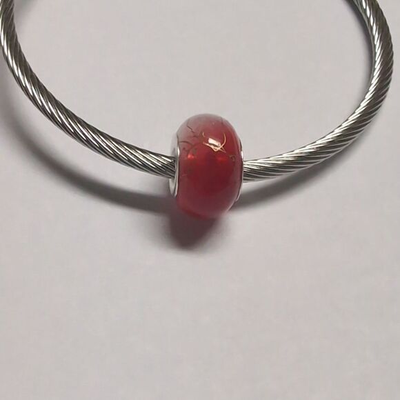Red Drizzled with Gold Charm for Pandora‎ Style Bracelet - Picture 4 of 5